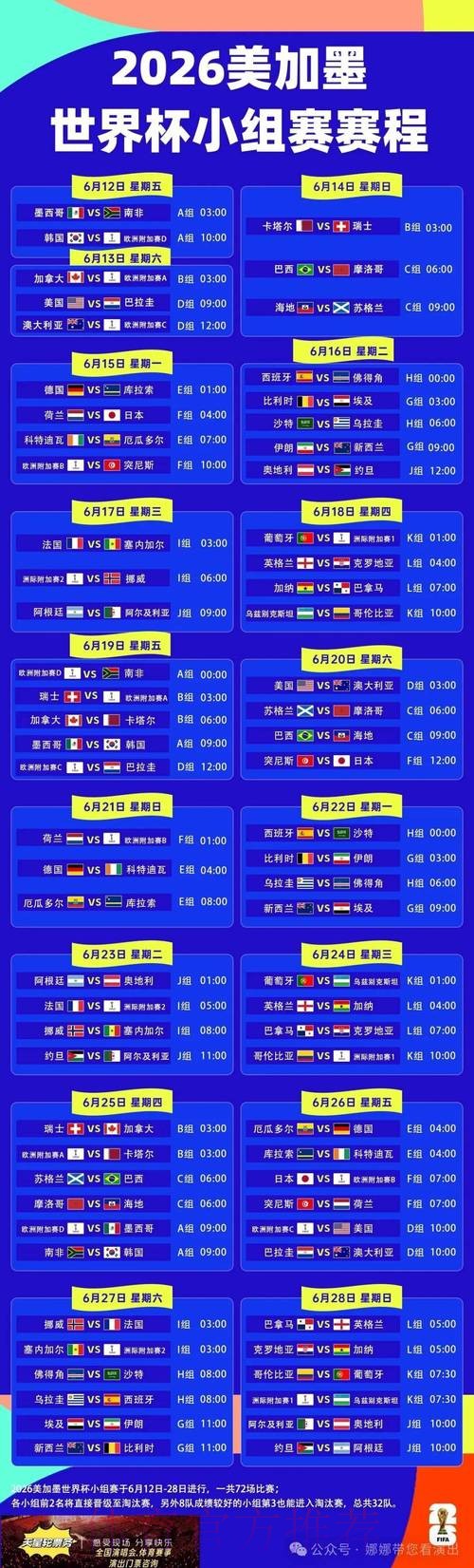 2026世界杯完整赛程实时更新最新时间表怎么查